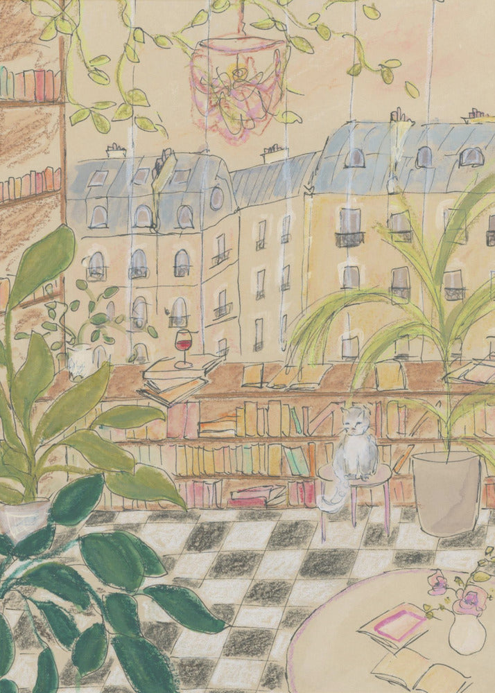 Antike Pariser Buchladenkatze | Poster