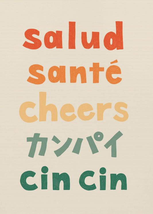 Kippis-typografia - Terveys Terveys Kippis Kanpai Cin cin | Julisteet - Taidevedokset