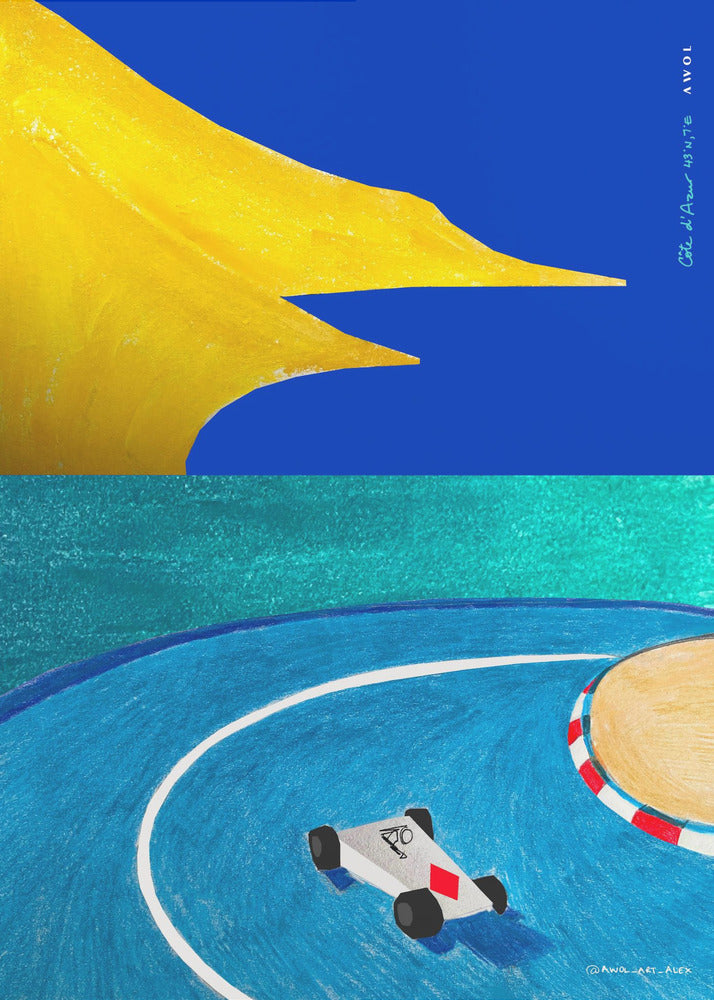 Großer Preis von Monaco, Rennwagen an der französischen Riviera mit Blick auf das Mittelmeer | Leinwand-Bilder