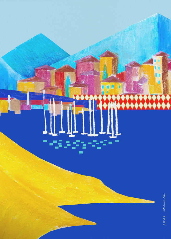 Bunte Hafenstadt zwischen Bergen und Meer | Leinwand-Bilder