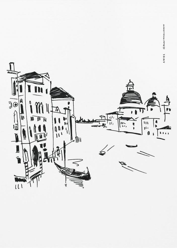 Kunstdruck von Venedig mit Gondeln und Basilika am Canal Grande, Wandkunst in Italien | Leinwand-Bilder