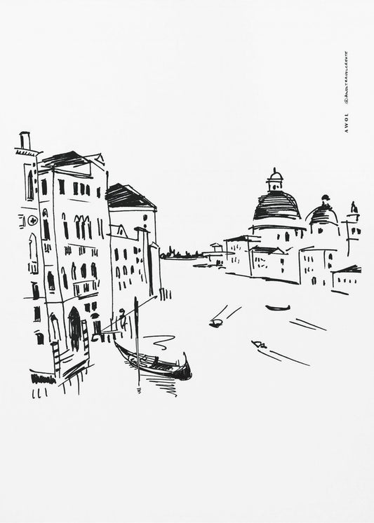 Kunstdruck von Venedig mit Gondeln und Basilika am Canal Grande, Wandkunst in Italien | Leinwand-Bilder