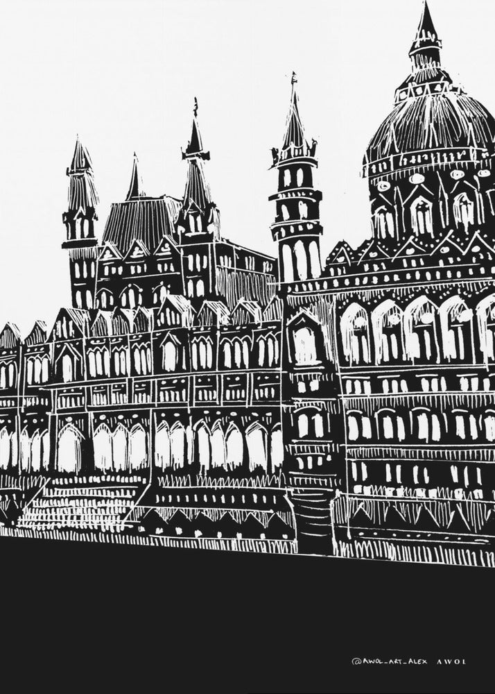 Budapest, Ungarn, Stadtkunst, Schwarz-Weiß-Architekturzeichnung | Leinwand-Bilder