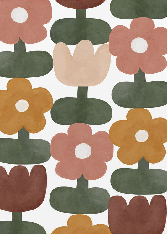 Retro Floral Grid | Poster