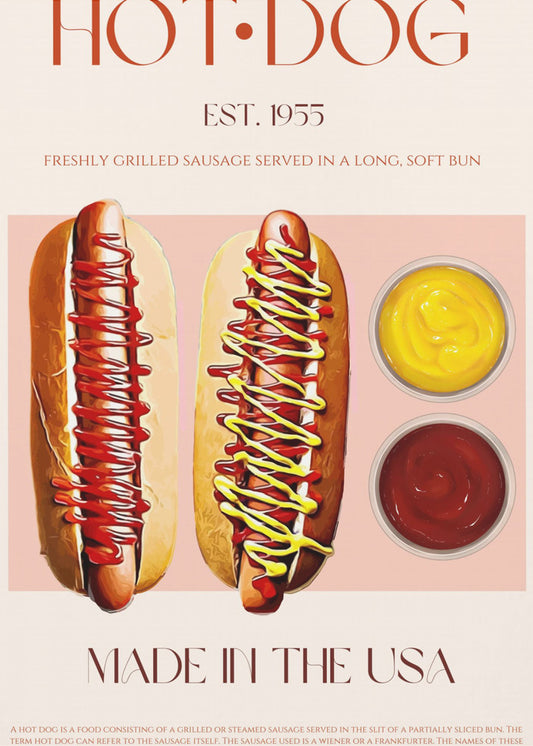Hot Dogs mit Senf und Ketchup | Poster