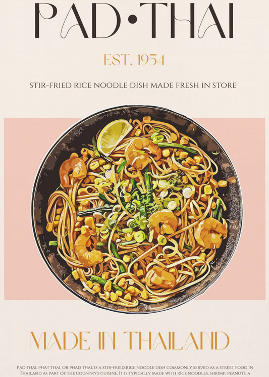 Elegante Illustration von Pad Thai | Poster