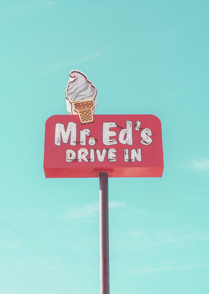 Znak Vintage Mr. Ed's Drive In w Urbanie, Missouri, USA | Wydruki na łótnie