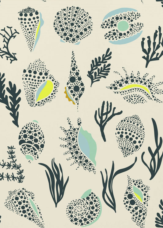 Ipanema beach seashells mint pattern | Poster