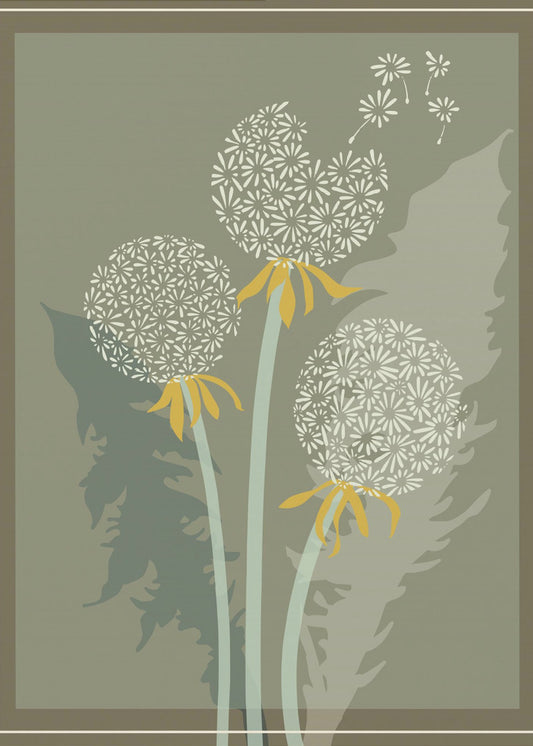 mellow anticipation Dandelion seeds moss green | Poster