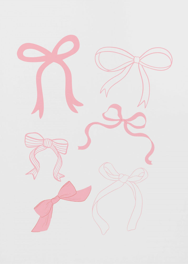 Six Pink Bows In Various Styles | Canvas