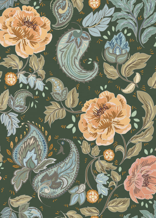 Floral Heritage paisley golden forest pattern | Poster