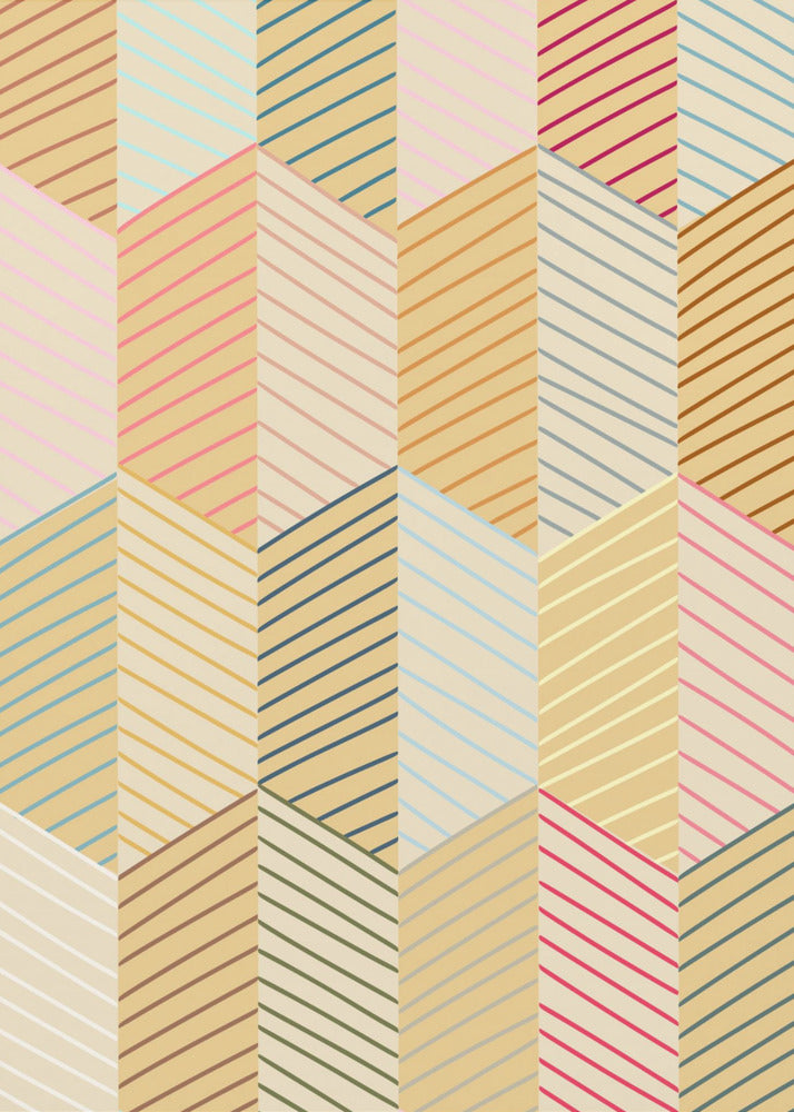 Floral Heritage herringbone vintage yellow pattern | Poster