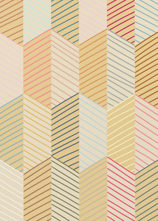 Floral Heritage herringbone vintage yellow pattern | Poster