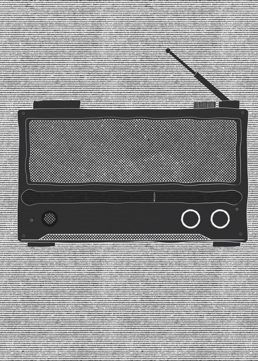 Monochrome Darstellung eines Vintage-Radios | Leinwand