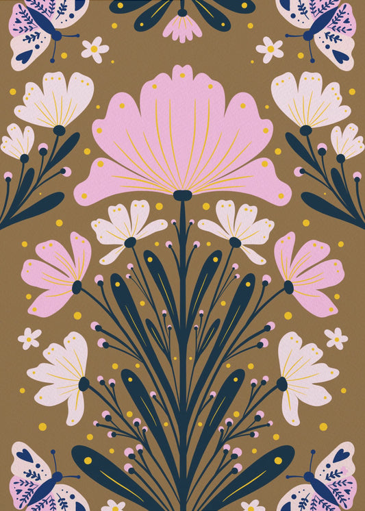 Flowers And Butterflies | Poster