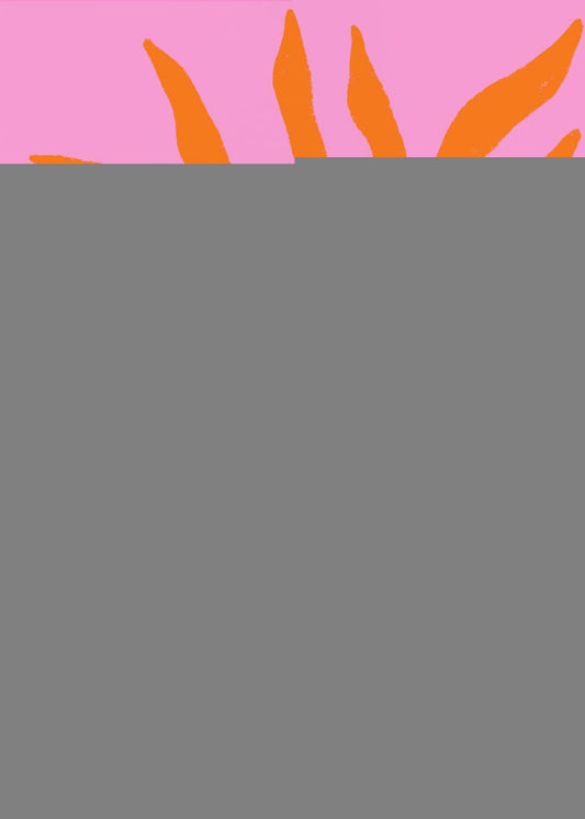 Orange Silhouette Textured Branch on Pink | Poster