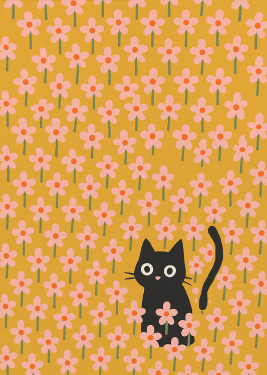Playful Floral Cat | Poster