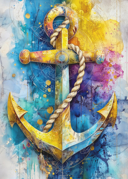 Nautica Sea Art Watercolor Anchor (1) | Poster