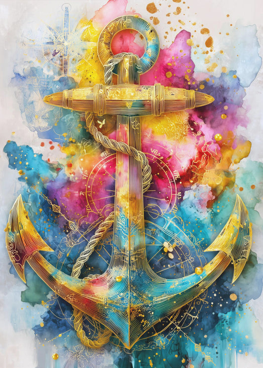 Nautica Sea Art Watercolor Anchor (2) | Poster