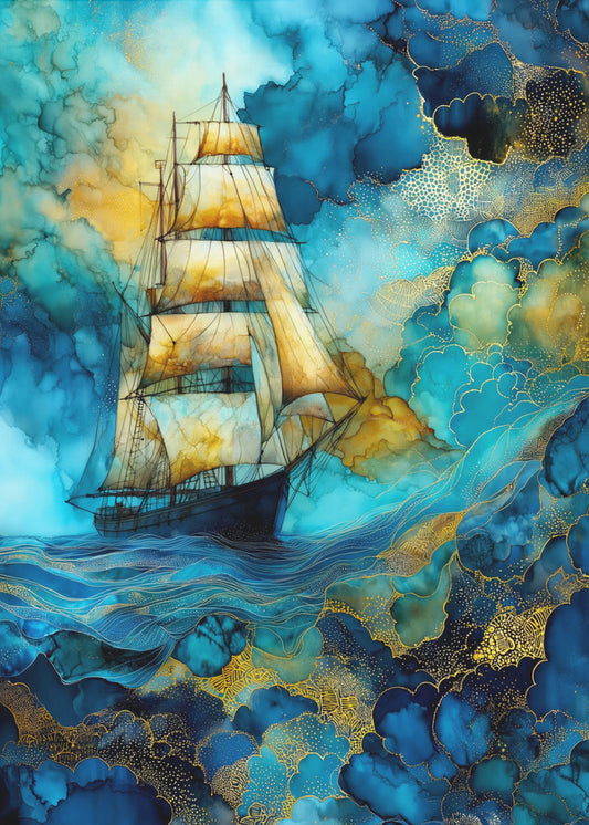 Nautica Sea Art Watercolor Ship (26) | Poster