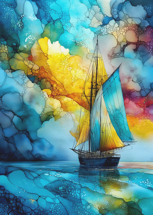 Nautica Sea Art Watercolor Ship (27) | Poster
