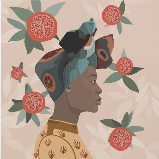 Granatapfel-Afrofrau | Poster - Kunstdruck