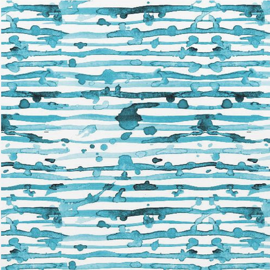 Indigo Teal Line Splatter Watercolor | Canvas