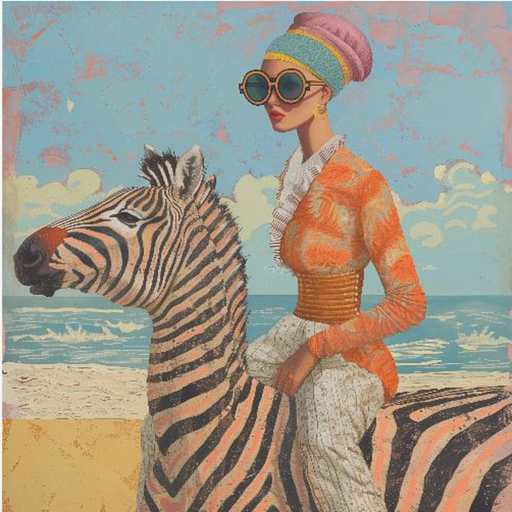 Kvinna och zebra | Canvas