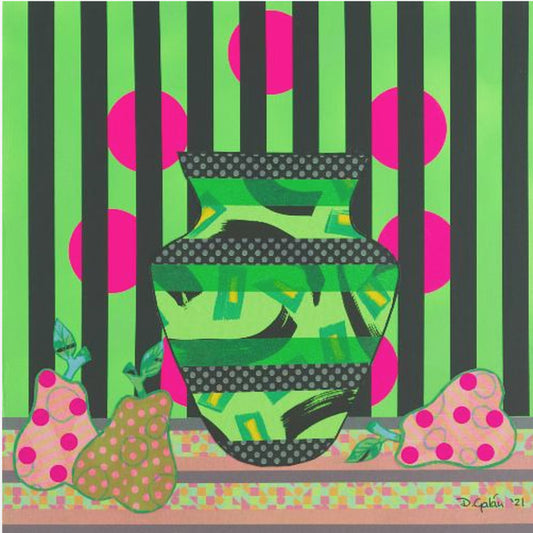 Vihreä maljakko ja päärynät | Canvastaulut