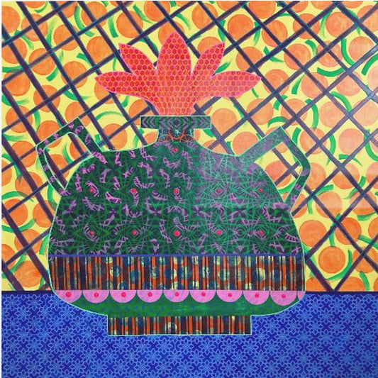 Orangen und Blumenvase | Poster