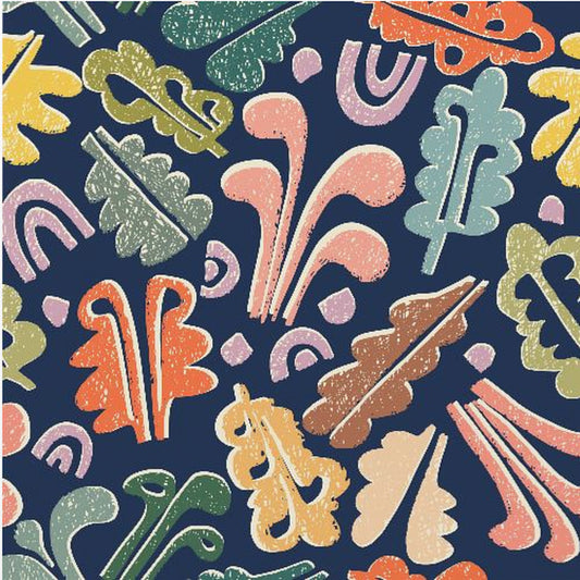 Block print leaves colorful pattern | Poster