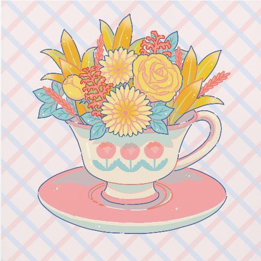 Blumenteetasse | Leinwand