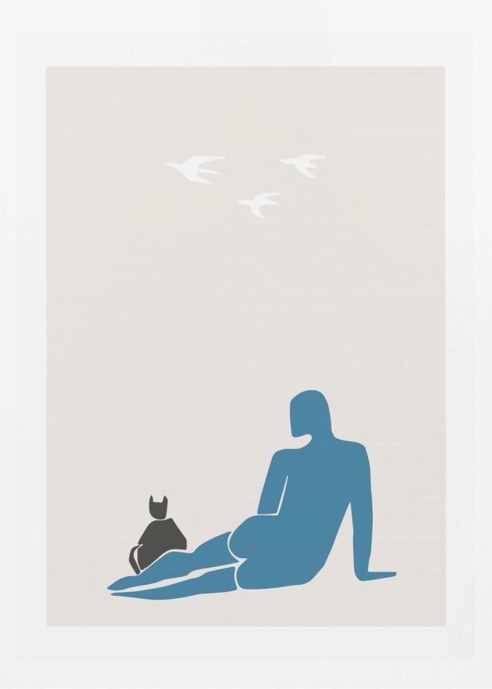 Woman and Cat | Poster