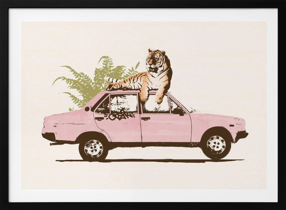 Tiger auf Auto | Poster