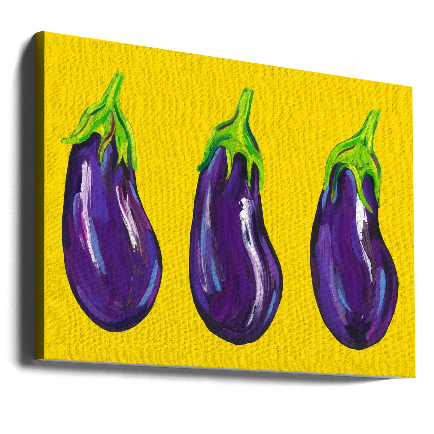 Aubergines On Yellow | Canvas