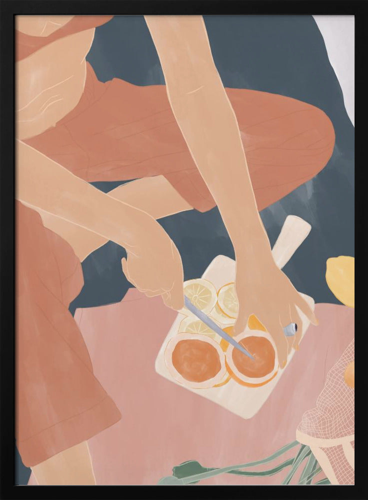 Grapefruits schneiden | Poster - Kunstdruck