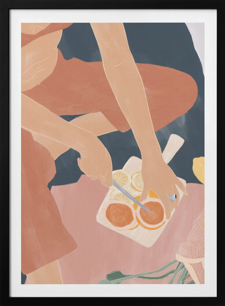 Grapefruits schneiden | Poster - Kunstdruck