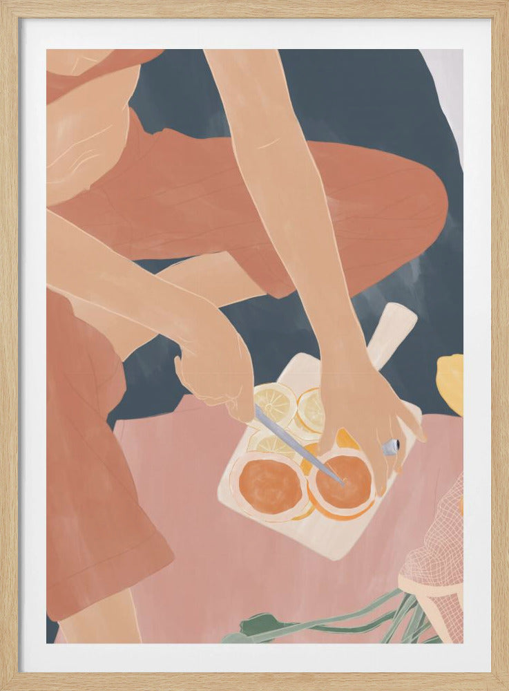 Grapefruits schneiden | Poster - Kunstdruck