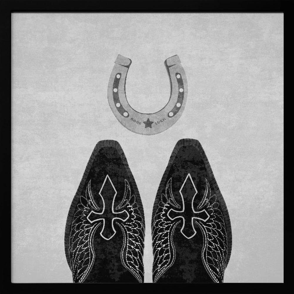 Bw Cowboystiefel und Hufeisen | Poster - Kunstdruck