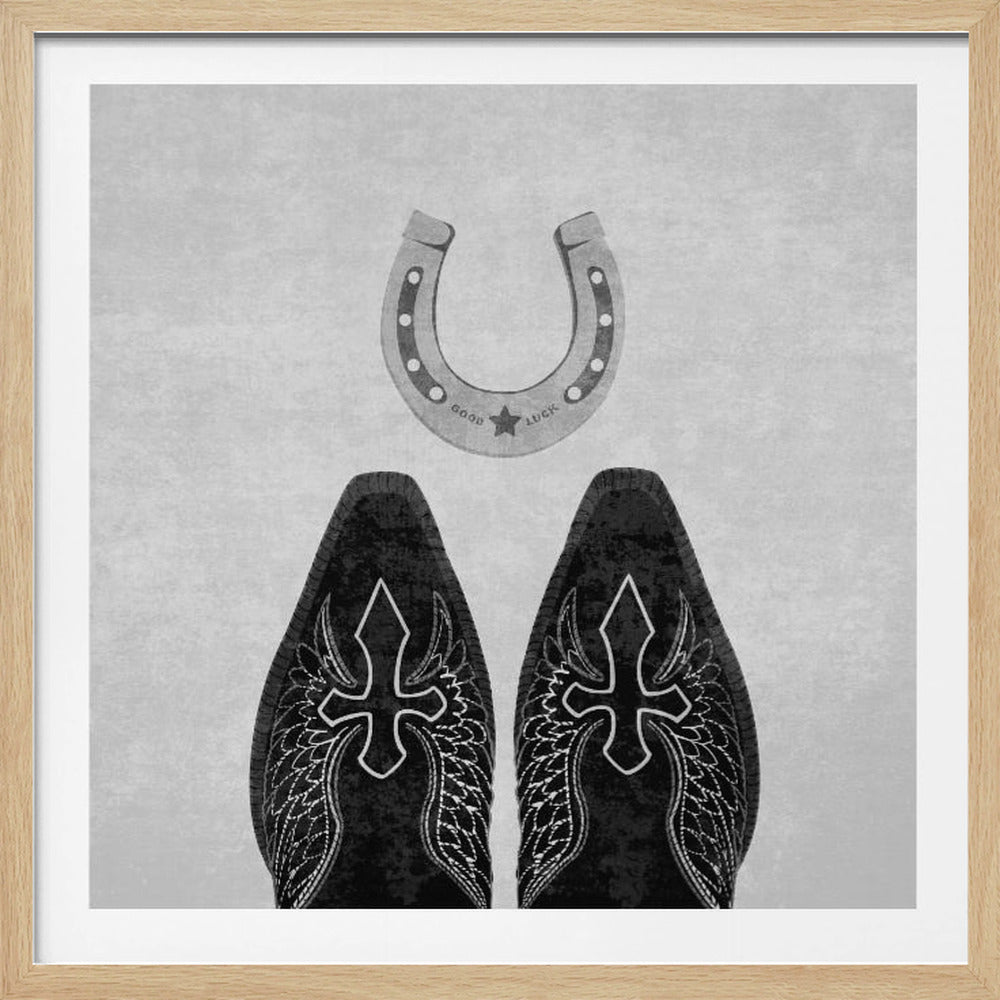 Bw Cowboystiefel und Hufeisen | Poster - Kunstdruck