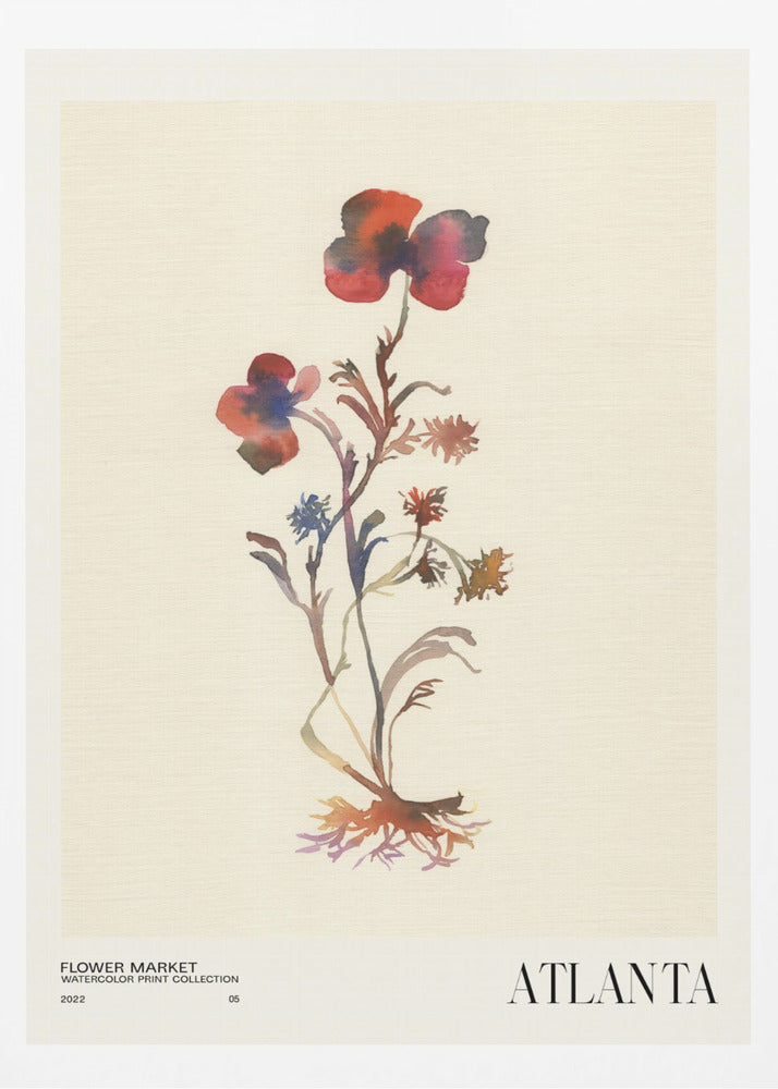 Watercolor print collection. Flower market - Atlanta | Poster