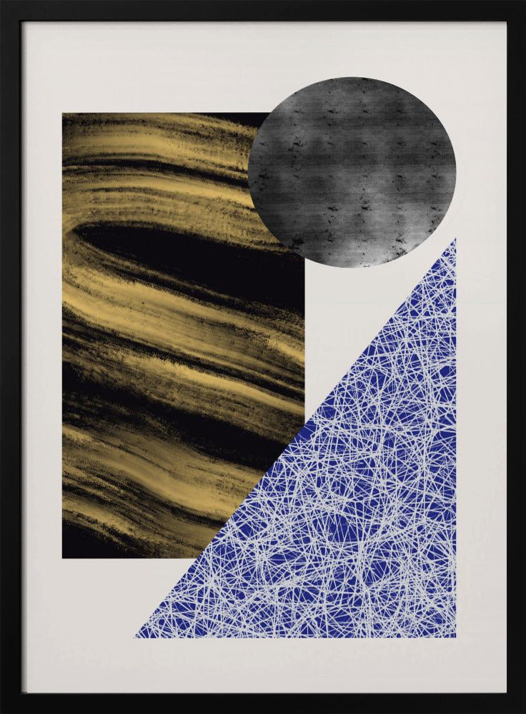 Geometrische Formen mit einer schwarz-goldenen Textur | Poster
