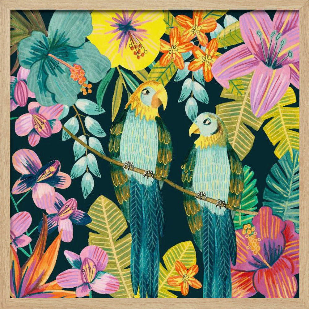 Parrots Tropical Floral Jungle | Poster