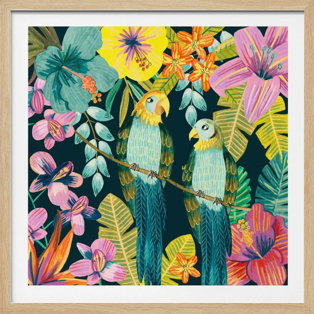 Parrots Tropical Floral Jungle | Poster