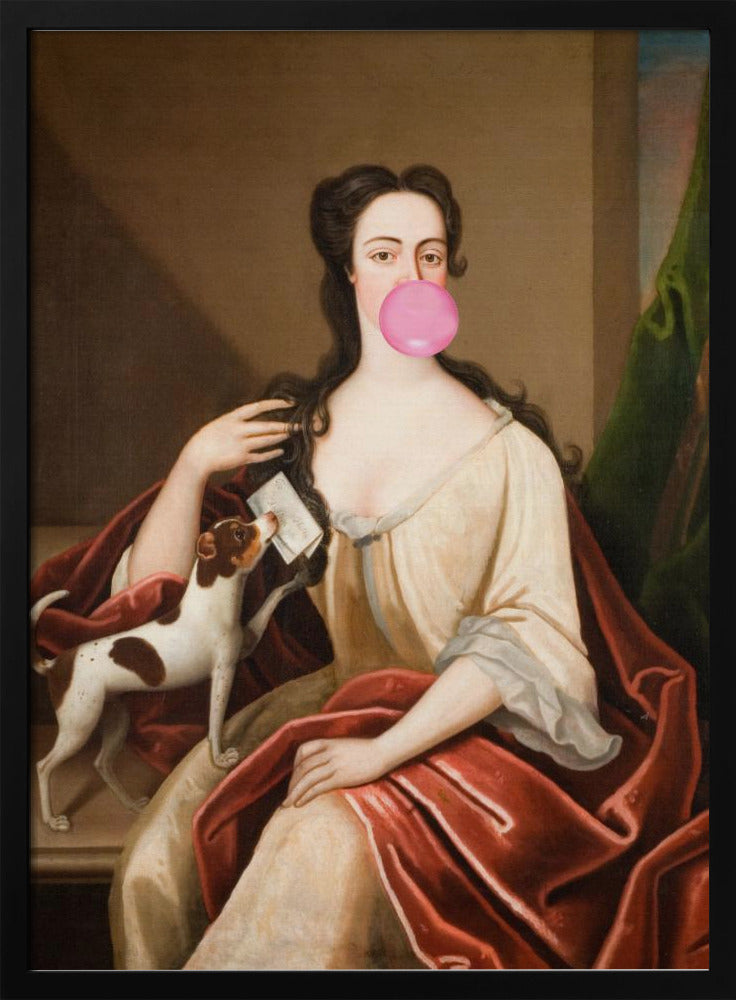 Renaissance Kaugummi Portrait und Hund / Veränderte Kunst | Poster