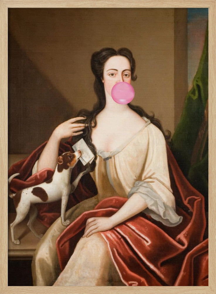 Renaissance Kaugummi Portrait und Hund / Veränderte Kunst | Poster