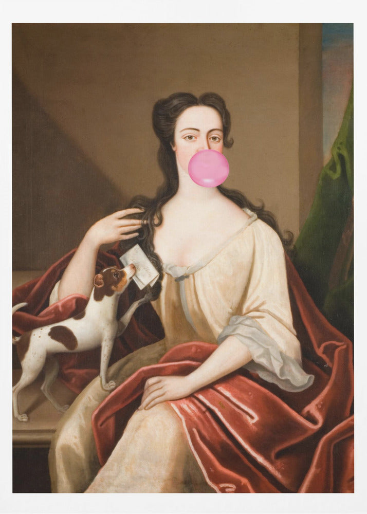 Renaissance Kaugummi Portrait und Hund / Veränderte Kunst | Poster
