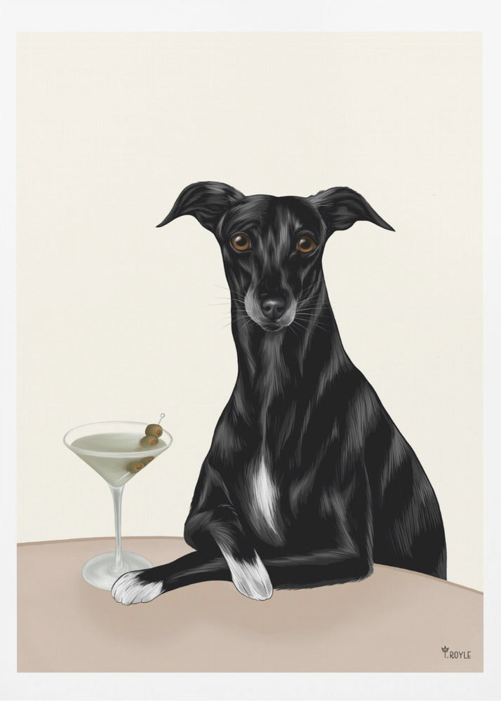 Classy Greyhound with Martini | Poster