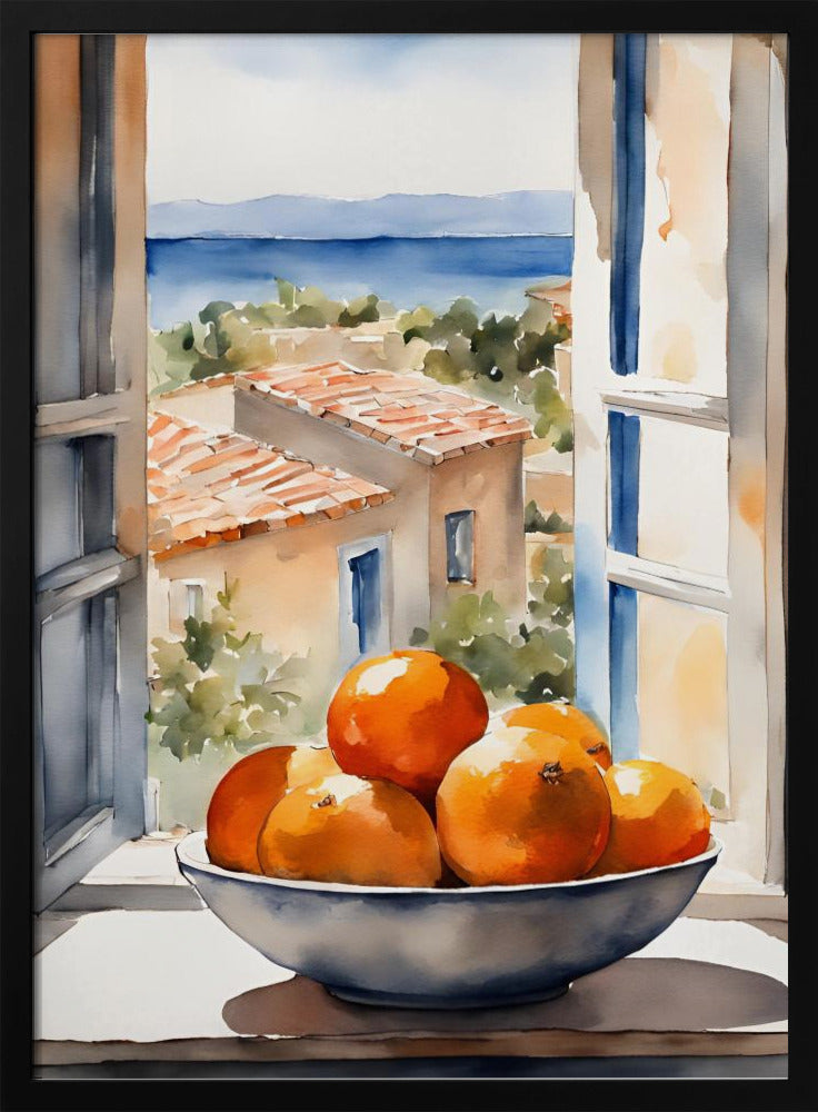 Orangenschale im Fenster | Poster
