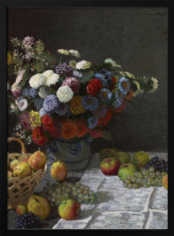 Stillleben mit Blumen und Früchten (1869) von Claude Monet | Poster